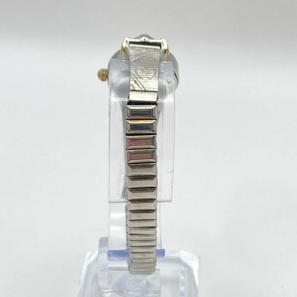 Vintage White Stag Womens Watch Silver Gold Tone Hearts Stretch Band New Battery
